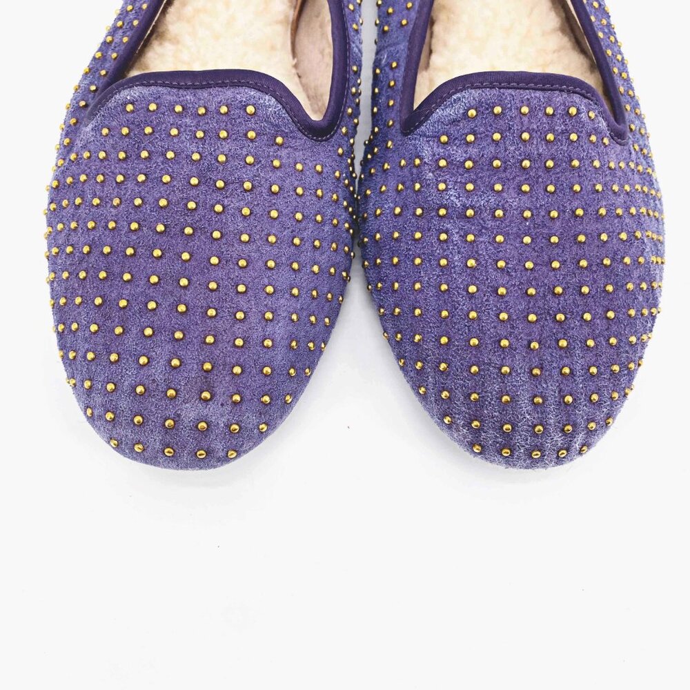 Ugg Alloway Suede Studded Sheepskin Lined Flats - Picture 3 of 9